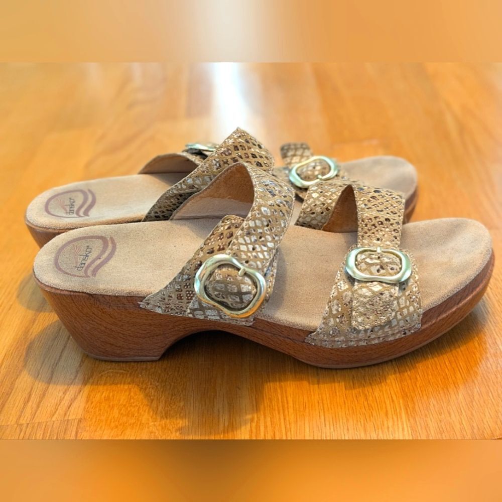 Dansko Sophia Brown Speckled Womens Leather Comfort Clog Sandals Sz EU41 US 10.5